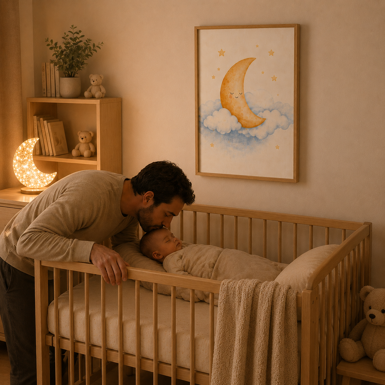 Sueños de Luna - cuadro infantil en habitación con decoración neutra | Luma Nido
