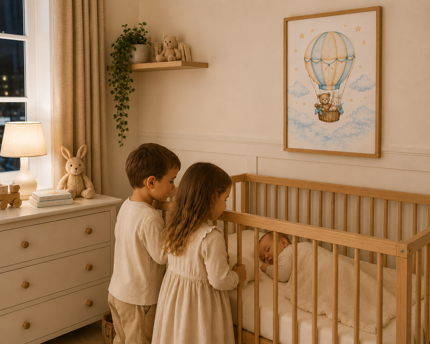 Primeros Sueños - cuadro infantil en habitación con decoración neutra | Luma Nido